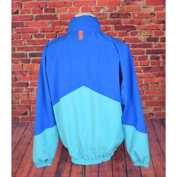 Vintage Look Ten-80 TEN80 Windbreaker Teal Cyan Blue Jacket Mens Large Hooded - Picture 2 of 6